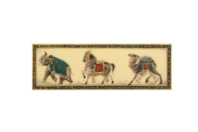 Royal Elephant Horse & Camel Plate Painting